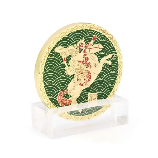 Statueta Feng Shui Mini placă Kwan Kung calare pe Cal, imagine 3