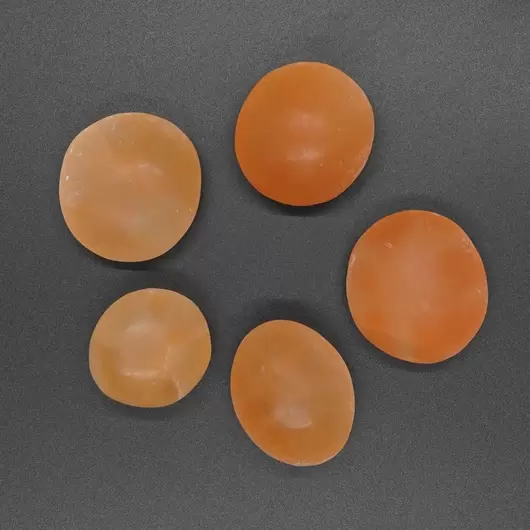 Selenit alb orange oval slefuit 5cm, imagine 2