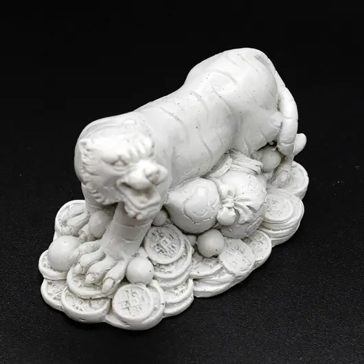 Statueta Feng Shui Tigru alb cu Wu Lou, pentru sanatate - 7cm, imagine 2
