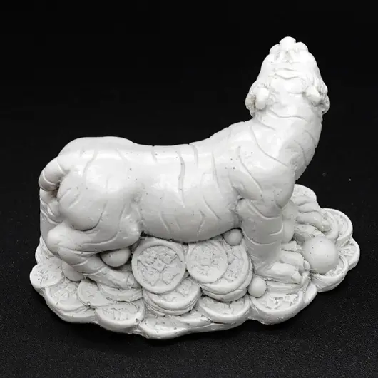 Statueta Feng Shui Tigru alb cu Wu Lou, pentru sanatate - 7cm, imagine 3