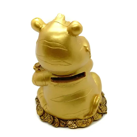 Statueta Feng Shui Tigru auriu cu Sacul prosperitatii, pusculita - 12cm, imagine 3