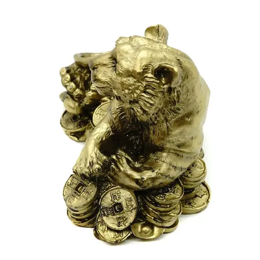 Statueta Feng Shui Tigru cu Monede si Pepite - 14cm, imagine 2