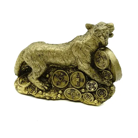 Statueta Feng Shui Tigru cu Pepita si Moneda - 11cm, imagine 2