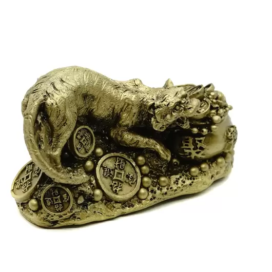 Statueta Feng Shui Tigru cu Sacul prosperitatii - 9cm, imagine 2