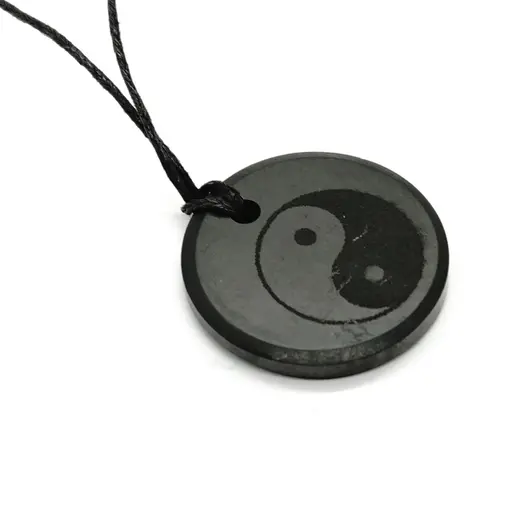 Pandantiv din Shungit - Rotund, Yin Yang 30mm, imagine 2