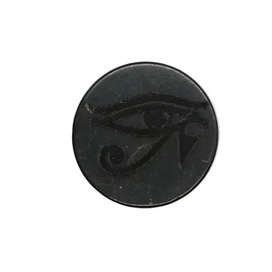 Shungit impotriva radiatiilor - Rotund cu Ochiul lui Horus, 30mm (protectie telefon, laptop, tableta)