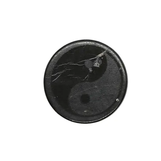 Shungit impotriva radiatiilor - Rotund cu Yin Yang, 30mm (protectie telefon, laptop, tableta)