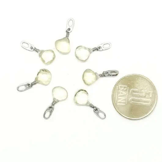 Pandantiv din cuart lemon fatetat cu argint 925, 8mm, imagine 2