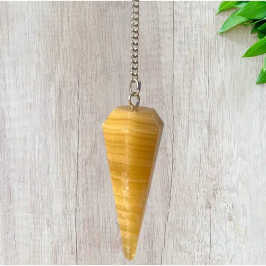 Pendul radiestezie din aragonit galben, 4cm, imagine 2