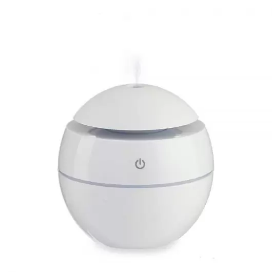 Mini difuzor ultrasonic InnovaGoods Alb Plastic, 130 ml, functie de umidificator, aroma difuzor, purificator aer, USB