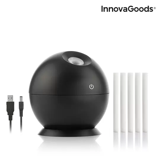 Mini difuzor ultrasonic InnovaGoods Negru, 130 ml, functie de umidificator, aroma difuzor, purificator aer, USB, imagine 4