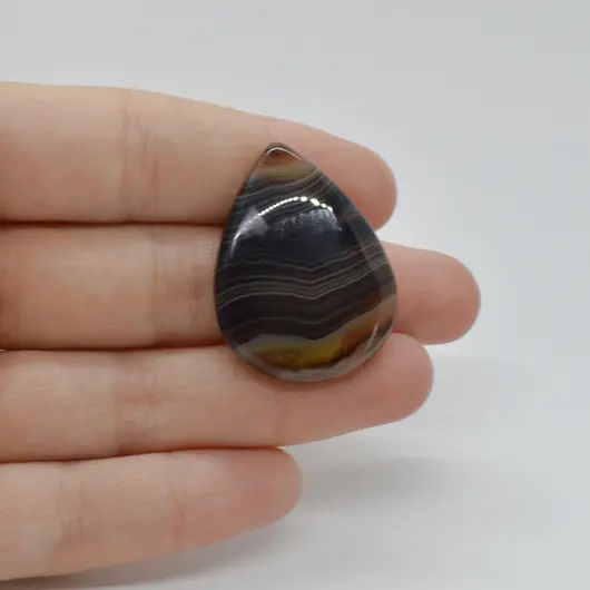 Cabochon Agat Negru Dantelat 34x26x5mm C68