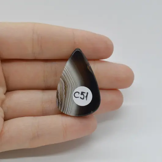 Cabochon Agat Negru Dantelat 35x23x6mm C51, imagine 2