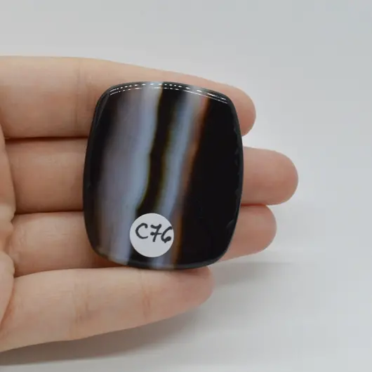 Cabochon Agat Negru Dantelat 43x37x7mm C76, imagine 2