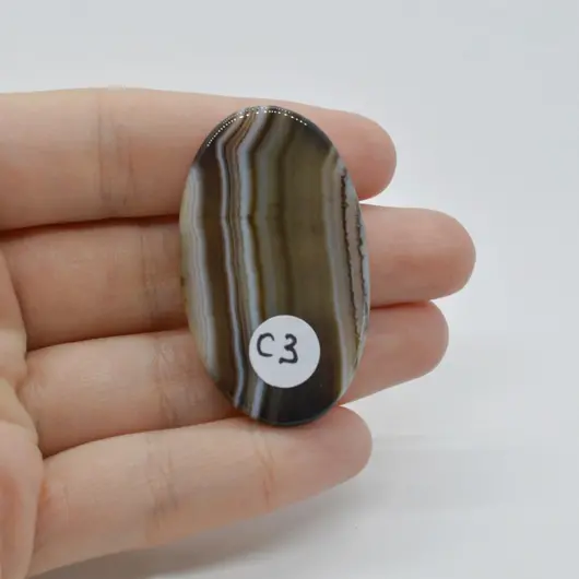 Cabochon Agat Negru Dantelat 45x27x5mm C3, imagine 2