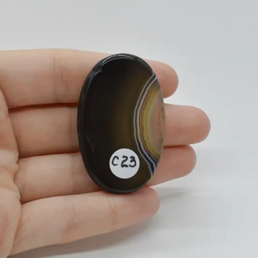 Cabochon Agat Negru Dantelat 47x30x7mm C23, imagine 2