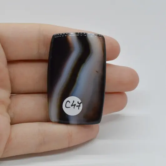 Cabochon Agat Negru Dantelat 48x30x7mm C47, imagine 2
