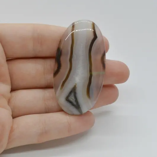 Cabochon Agat Negru Dantelat 53x28x6mm C74