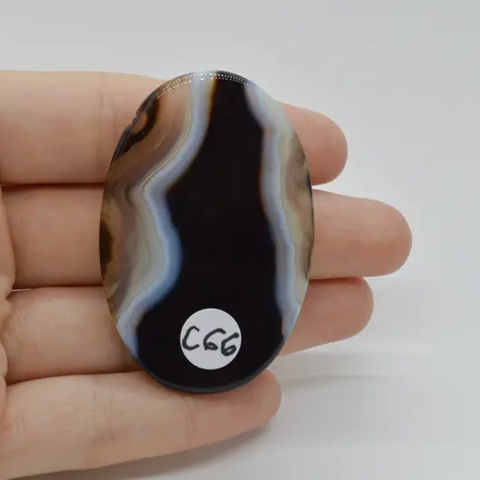 Cabochon Agat Negru Dantelat 54x36x6mm C66, imagine 2