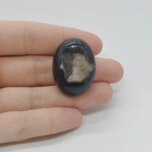 Cabochon Agat Negru Druzy 31x23x10mm C3