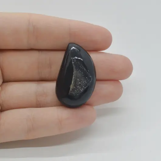Cabochon Agat Negru Druzy 33x20x9mm C18