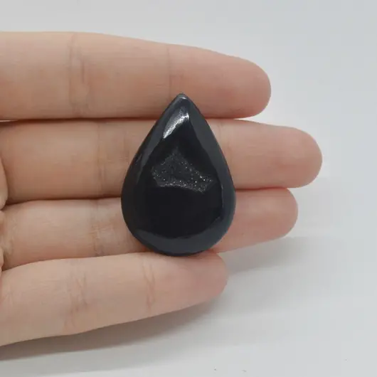 Cabochon Agat Negru Druzy 34x24x6mm C57
