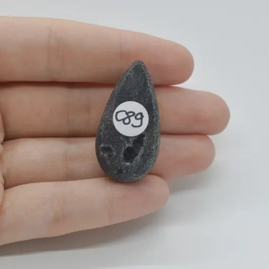 Cabochon Agat Negru Druzy 35x18x12mm C89, imagine 2