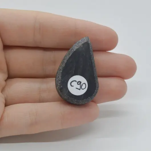 Cabochon Agat Negru Druzy 35x22x12mm C90, imagine 2