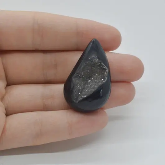 Cabochon Agat Negru Druzy 35x22x12mm C90