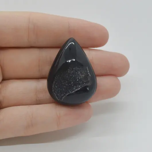 Cabochon Agat Negru Druzy 35x26x14mm C19