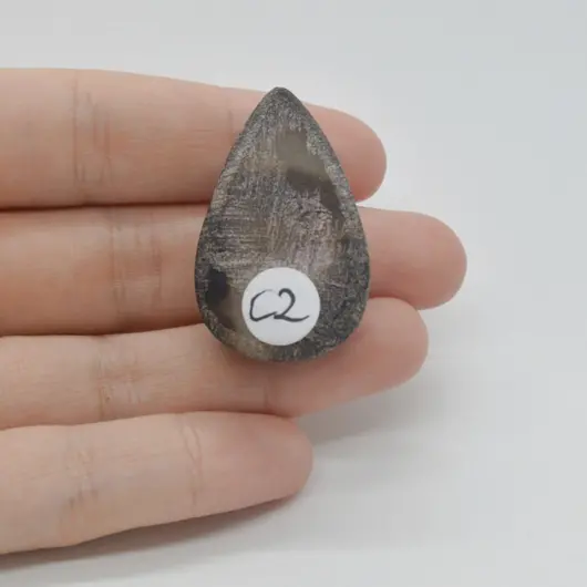 Cabochon Agat Negru Druzy 36x23x13mm C2, imagine 2
