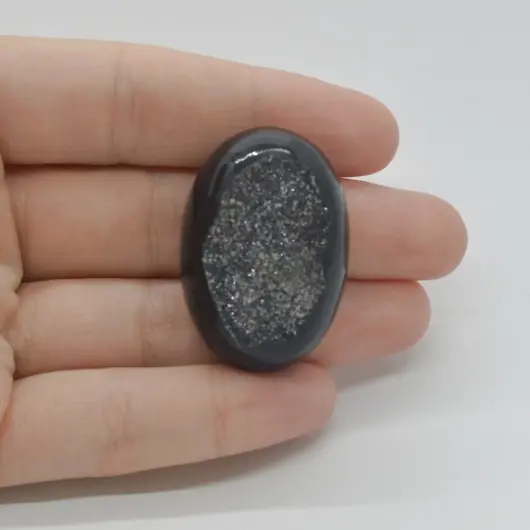 Cabochon Agat Negru Druzy 36x25x12mm C28