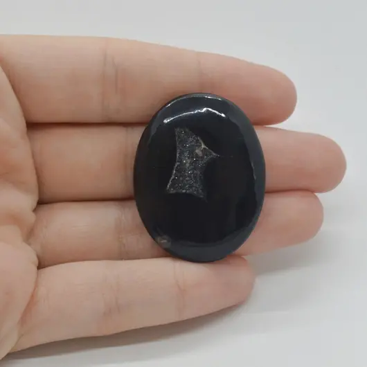 Cabochon Agat Negru Druzy 36x28x6mm C24