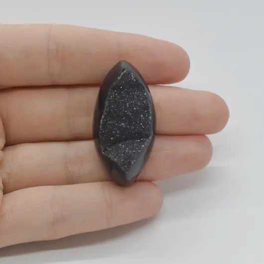Cabochon Agat Negru Druzy 37x19x13mm C62