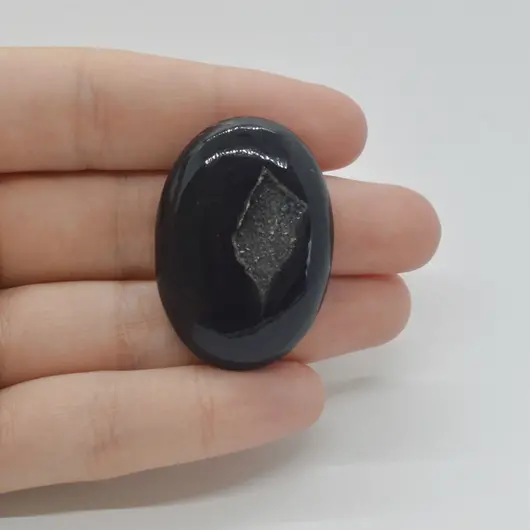 Cabochon Agat Negru Druzy 37x26x8mm C32