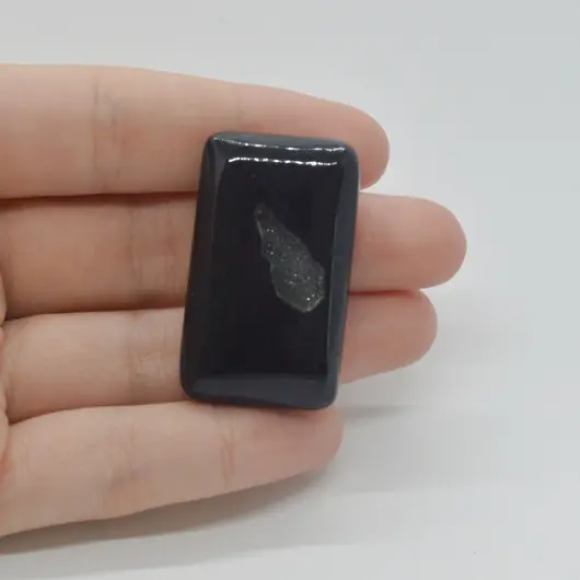 Cabochon Agat Negru Druzy 39x23x7mm C17