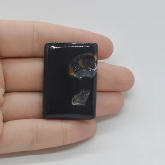 Cabochon Agat Negru Druzy 39x27x6mm C44