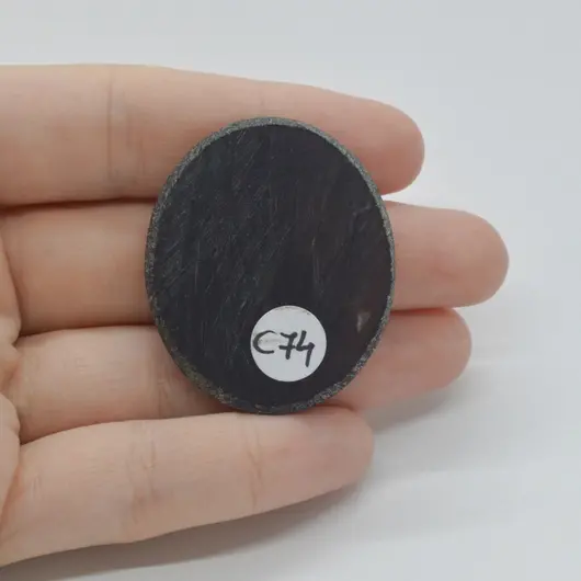 Cabochon Agat Negru Druzy 39x33x5mm C74, imagine 2