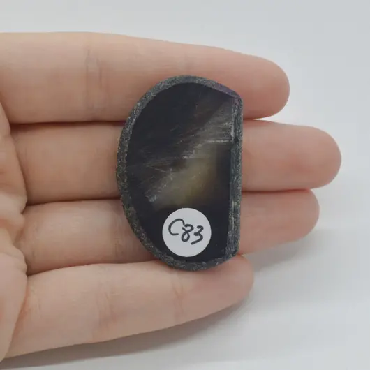 Cabochon Agat Negru Druzy 40x26x7mm C83, imagine 2