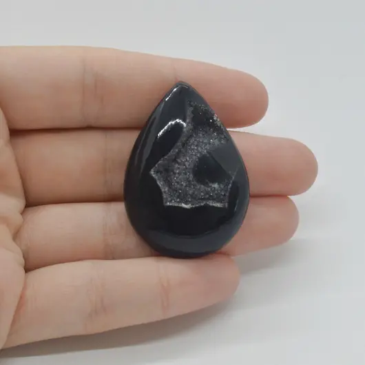 Cabochon Agat Negru Druzy 40x28x7mm C42