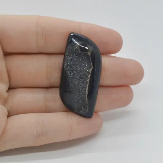 Cabochon Agat Negru Druzy 42x19x7mm C46