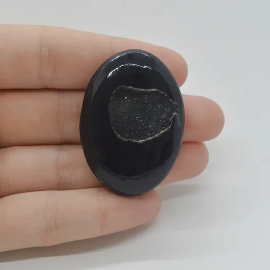 Cabochon Agat Negru Druzy 42x30x7mm C27