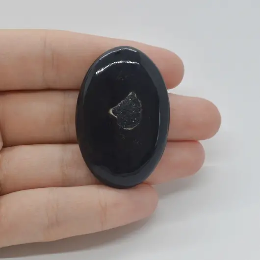 Cabochon Agat Negru Druzy 43x29x7mm C63