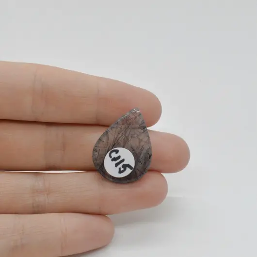 Cabochon Cuart Turmalinat 26x19x4mm C115, imagine 2