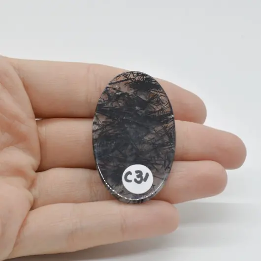 Cabochon Cuart Turmalinat 46x27x4mm C31, imagine 2