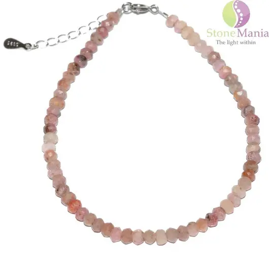 Bratara rodonit discuri 4mm si argint 925
