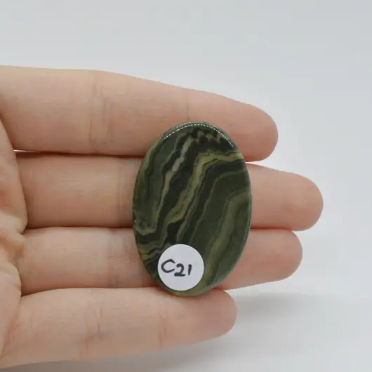 Cabochon Jasp Zebra Verde 38x26x7mm C21, imagine 2