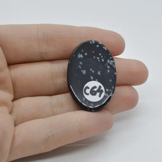 Cabochon Obsidian Fulg de nea 35x23x7mm C64, imagine 2