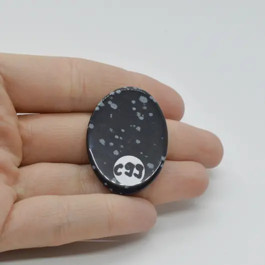 Cabochon Obsidian Fulg de nea 36x26x6mm C99, imagine 2