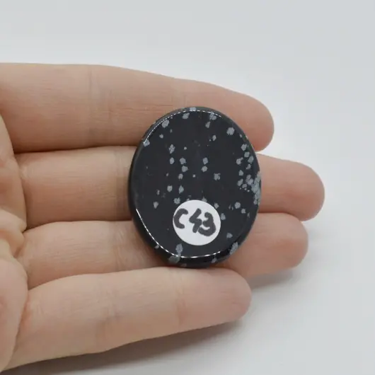 Cabochon Obsidian Fulg de nea 36x28x6mm C43, imagine 2